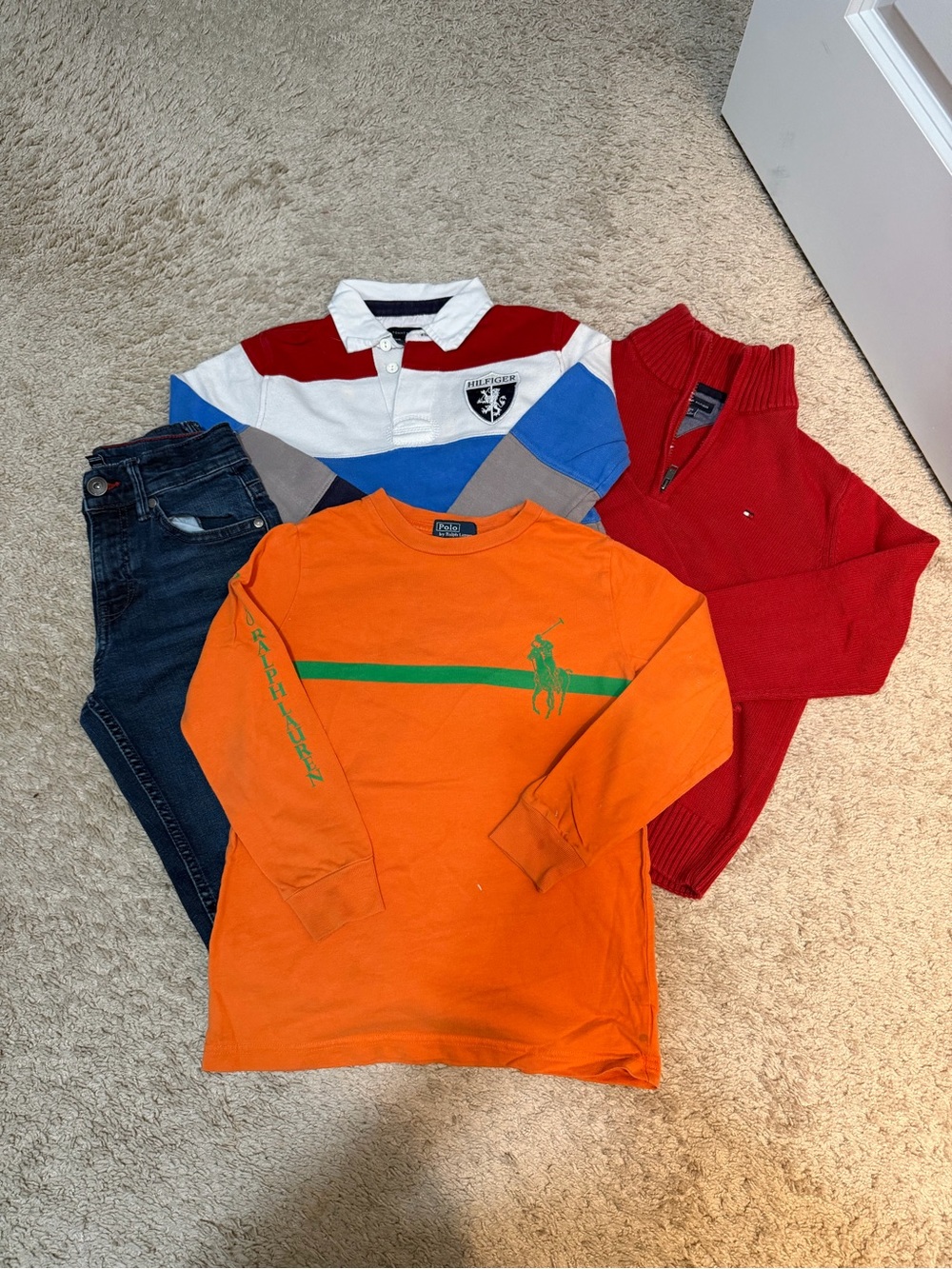 Tommy Hilfiger Sweater, Collared Shirt, and Jeans and one Polo Ralph Lauren